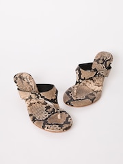 Friends Like These Snake Print Comfort Toe Post Kitten Heel Mule Sandals - Image 3 of 5
