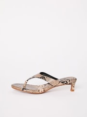 Friends Like These Snake Print Comfort Toe Post Kitten Heel Mule Sandals - Image 5 of 5