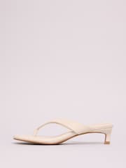 Friends Like These Ecru Comfort Toe Post Kitten Heel Mule Sandals - Image 5 of 5