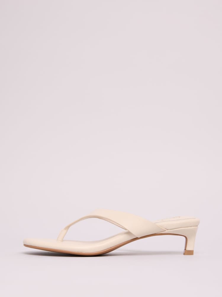 Friends Like These Ecru Comfort Toe Post Kitten Heel Mule Sandals - Image 5 of 5