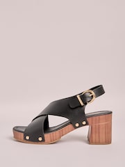 Friends Like These Black Clog Block Heel Faux Leather Sandals - Image 5 of 5