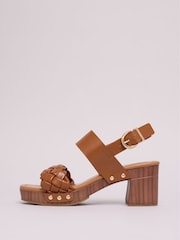 Friends Like These Brown Clog Block Heel Faux Leather Sandals - Image 5 of 5