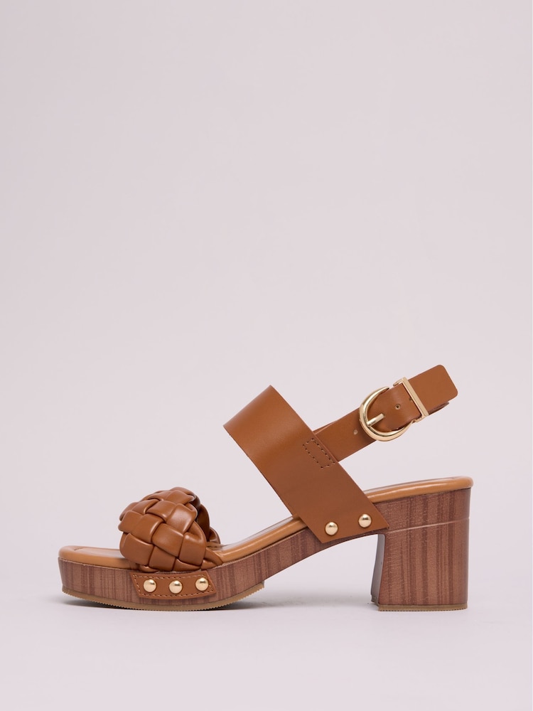 Friends Like These Brown Clog Block Heel Faux Leather Sandals - Image 5 of 5