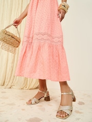Friends Like These Gold Standard Fit Plait Weave Cross Strap Low Block Heel Faux Leather Sandals - Image 4 of 5
