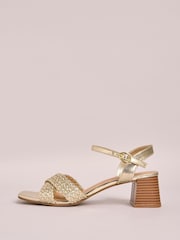 Friends Like These Gold Standard Fit Plait Weave Cross Strap Low Block Heel Faux Leather Sandals - Image 5 of 5