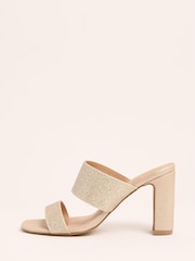ذهبي - Friends Like These Double Strap Block Mid Heel Mule Sandals - صورة 5 من 5