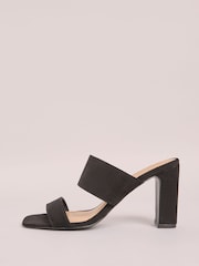 أسود - Friends Like These Double Strap Block Mid Heel Mule Sandals - صورة 5 من 5