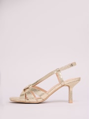 ذهبي - Friends Like These Knot Detail Multi Strap Stiletto Heels Faux Leather Sandals - صورة 5 من 5