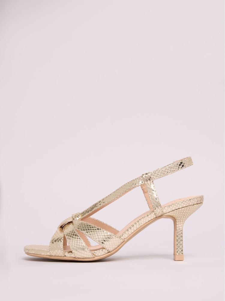 ذهبي - Friends Like These Knot Detail Multi Strap Stiletto Heels Faux Leather Sandals - صورة 5 من 5