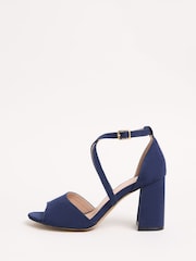 Friends Like These Navy Standard Fit Cross Strap Mid Block Heel Sandals - Image 5 of 5