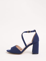 Friends Like These Navy Wide Fit Cross Strap Mid Block Heel Sandals - Image 5 of 5