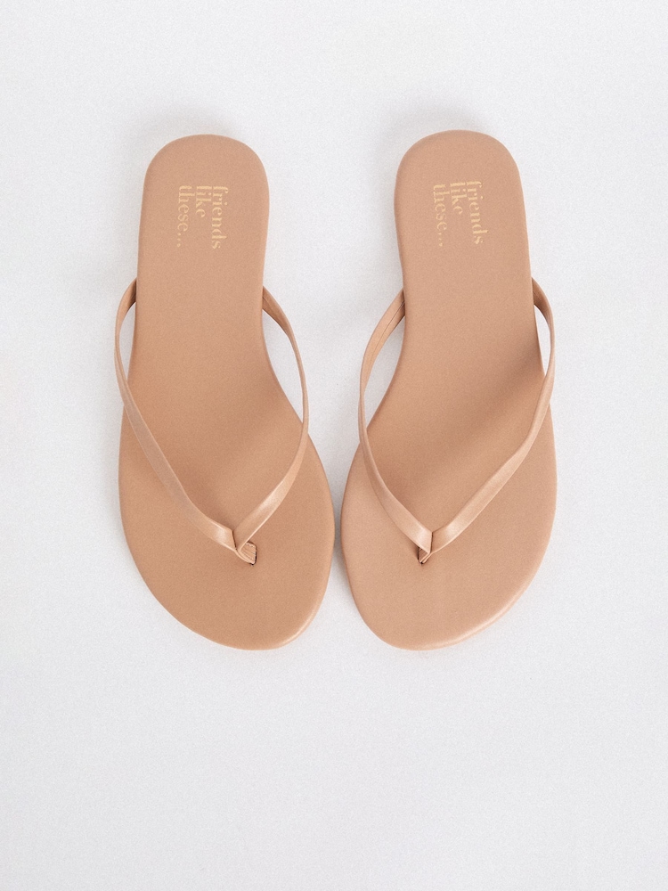 Friends Like These Nude Standard Fit Toe Thong Faux Leather Flip Flops - Image 1 of 5