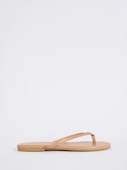 Friends Like These Nude Standard Fit Toe Thong Faux Leather Flip Flops - Image 2 of 5
