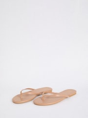 Friends Like These Nude Standard Fit Toe Thong Faux Leather Flip Flops - Image 3 of 5