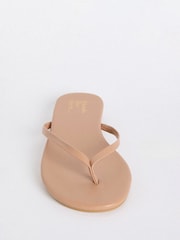 Friends Like These Nude Standard Fit Toe Thong Faux Leather Flip Flops - Image 4 of 5