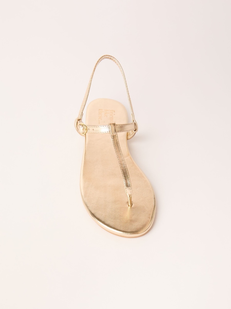 Dorado - Friends Like These Toe Thong T Bar Faux Leather Flip Flop Sandals - Imagen 5 de 5 Dorado - Friends Like These Toe Thong T Bar Faux Leather Flip Flop Sandals - Imagen 5 de 5