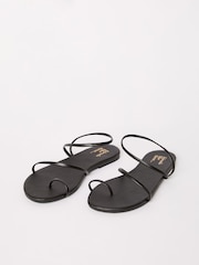 Friends Like These Black Standard Fit Asymmetric Toe Loop Faux Leather Flip Flop Sandals - Image 1 of 5