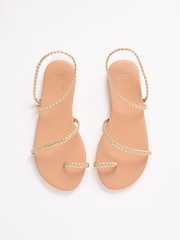Friends Like These Gold Standard Fit Asymmetric Toe Loop Faux Leather Flip Flop Sandals - Image 1 of 5