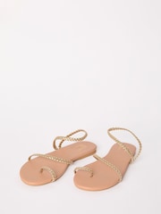 Friends Like These Gold Standard Fit Asymmetric Toe Loop Faux Leather Flip Flop Sandals - Image 3 of 5