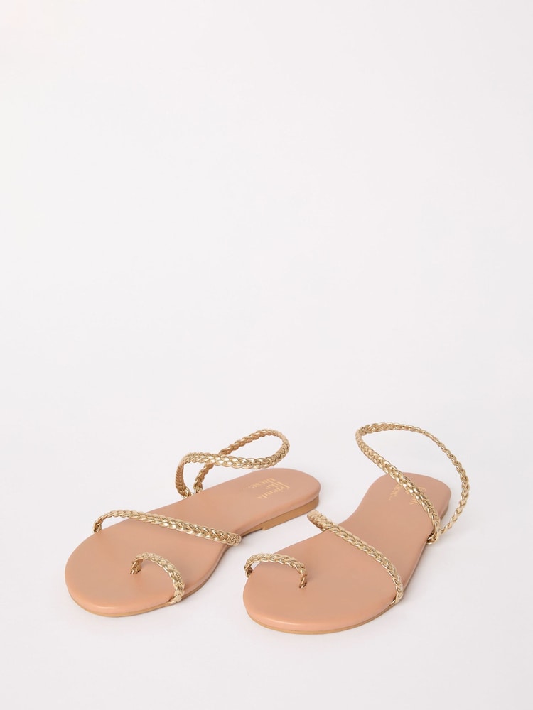 Gold - Friends Like These – asymmetrische Flip-Flop-Sandalen mit Zehenschlaufe aus Lederimitat - Image 3 of 5