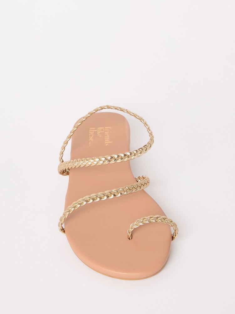 Gold - Friends Like These – asymmetrische Flip-Flop-Sandalen mit Zehenschlaufe aus Lederimitat - Image 4 of 5