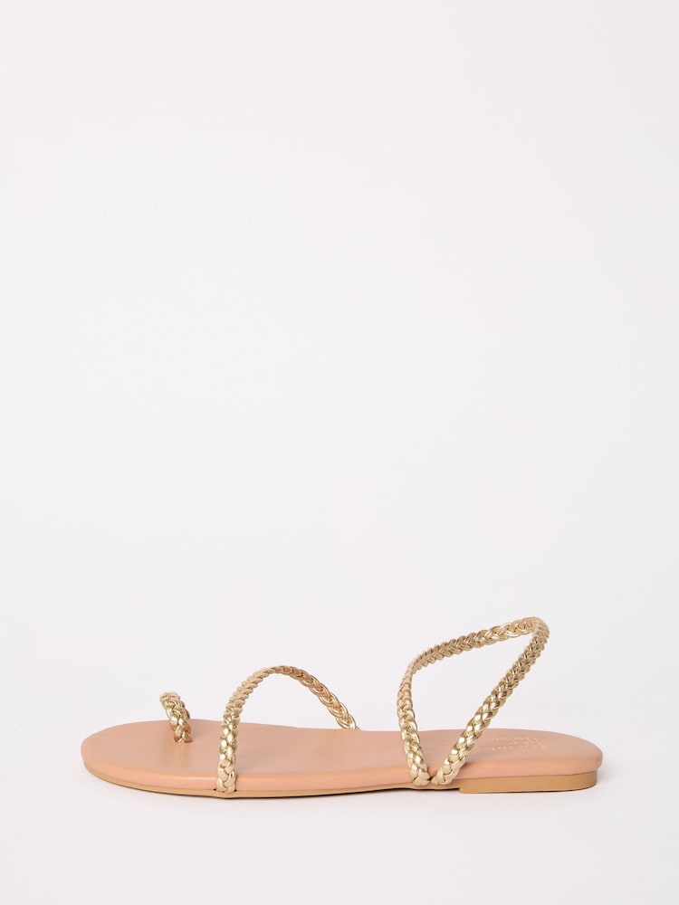 Friends Like These Gold Standard Fit Asymmetric Toe Loop Faux Leather Flip Flop Sandals - Image 5 of 5