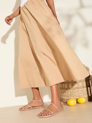 Friends Like These Gold Wide Fit Asymmetric Toe Loop Faux Leather Flip Flop Sandals - Image 2 of 4