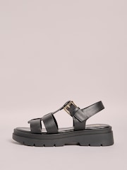 Friends Like These Black Chunky Gladiator Faux Leather Comfort Platform Sandals - Image 5 of 5