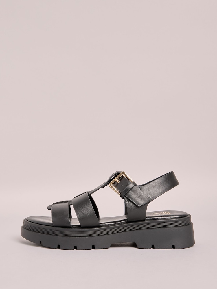Friends Like These Black Chunky Gladiator Faux Leather Comfort Platform Sandals - Image 5 of 5