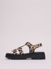 Friends Like These Leopard Print Chunky Gladiator Faux Leather Comfort Platform Sandals - Image 5 of 5