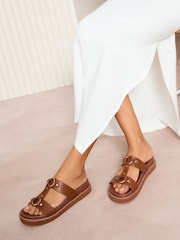 Friends Like These Brown Comfort Flatform Ring Hardwear Chunky Footbed Sandals - Image 1 of 5
