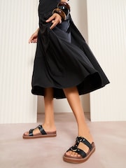 Friends Like These Black Comfort Flatform Ring Hardwear Chunky Footbed Sandals - Image 4 of 5