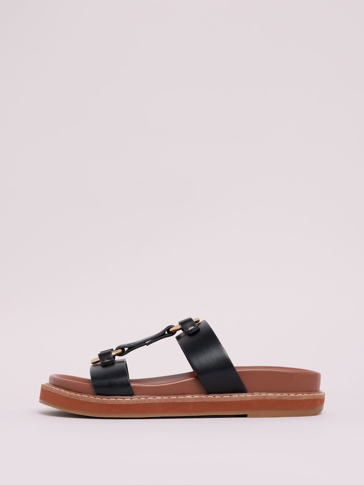 Friends Like These Black Comfort Flatform Ring Hardwear Chunky Footbed Sandals - Image 5 of 5