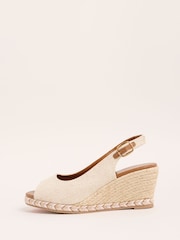 Friends Like These Cream Standard Fit Peep Toe Slingback Raffia Wedges Sandals - Image 5 of 5
