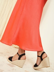 Friends Like These Black Standard Fit Ankle Strap Espadrille Wedges Sandals - Image 4 of 5