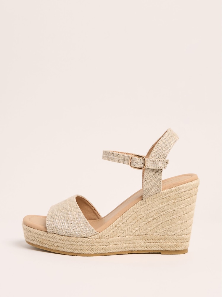 Friends Like These Neutral Wide Fit Ankle Strap Espadrille Wedges Sandals - Image 5 of 5