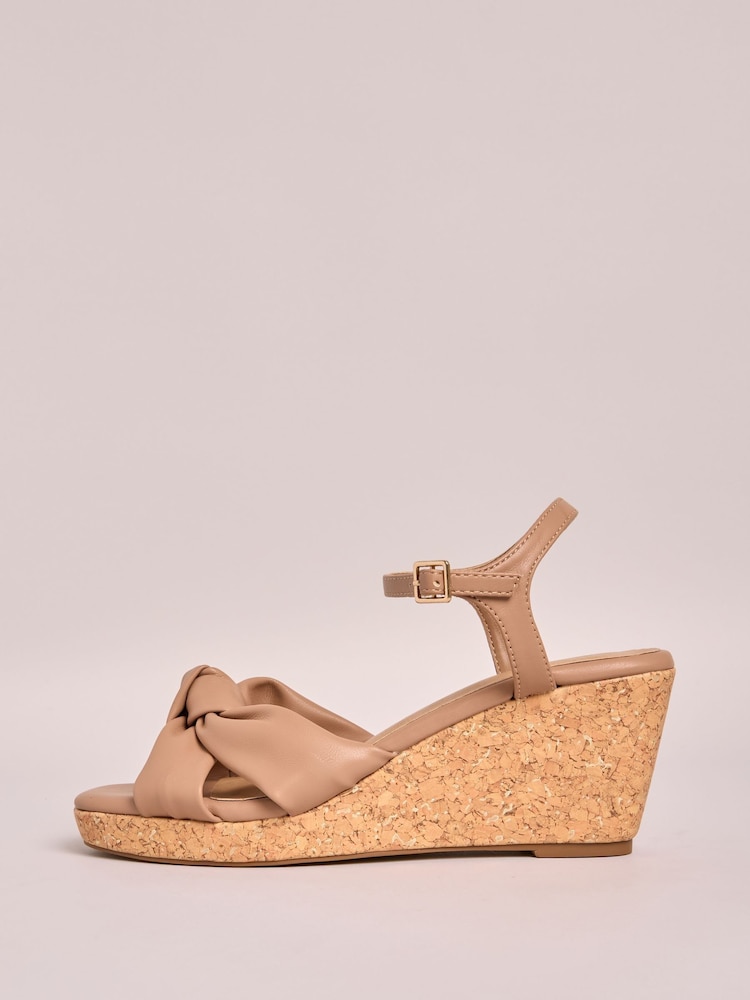 Friends Like These Nude Cork Wedges Faux Leather Sandals - Image 5 of 5