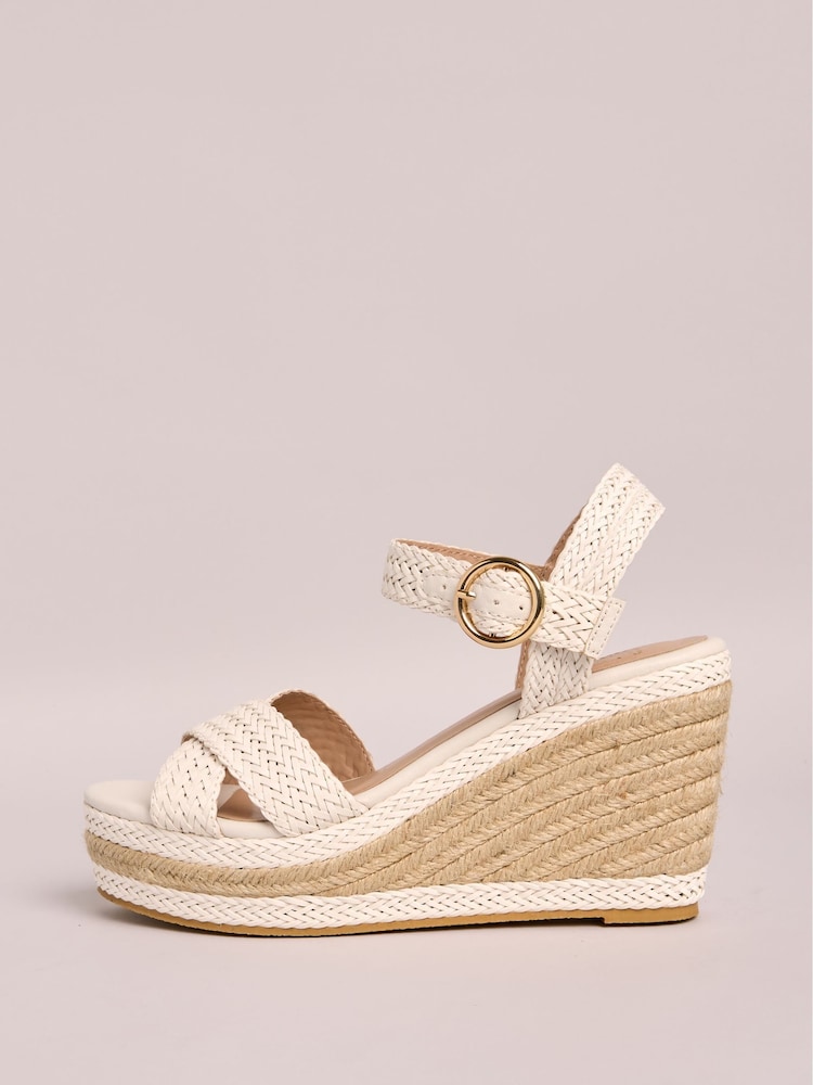 Weiß - Friends Like These Raffia Woven Strap Faux Leather Espadrille Wedge Sandals - Bild 5 von 5 Weiß - Friends Like These Raffia Woven Strap Faux Leather Espadrille Wedge Sandals - Bild 5 von 5
