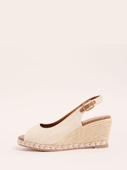 Friends Like These Cream Wide Fit Peep Toe Slingback Raffia Wedges Sandals - Image 5 of 5
