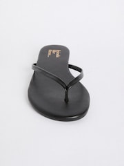 Friends Like These Black Wide Fit Toe Thong Faux Leather Flip Flops - Image 4 of 4