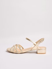 Friends Like These Gold Wide Fit Low Block Heel Diamante Occasion Sandals - Image 5 of 5