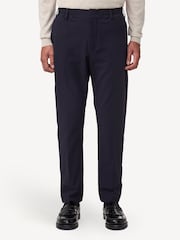 NN.07 Blue Navy Billie Slim Leg Seersucker Tailored Trousers - Image 1 of 6