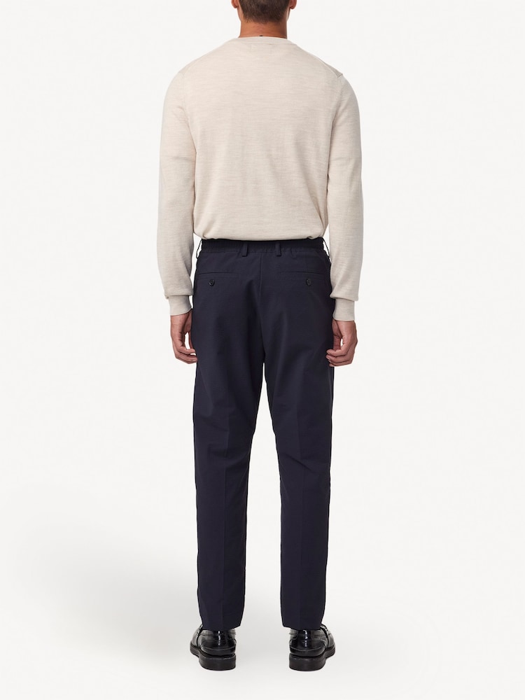 NN.07 Blue Navy Billie Slim Leg Seersucker Tailored Trousers - Image 2 of 6
