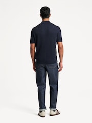 NN.07 Blue Hanzie Zip Knit Polo Shirt - Image 2 of 8
