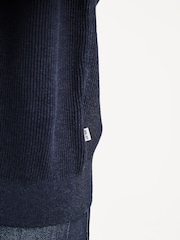 NN.07 Blue Hanzie Zip Knit Polo Shirt - Image 6 of 8