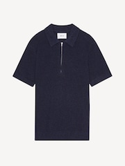 NN.07 Blue Hanzie Zip Knit Polo Shirt - Image 7 of 8