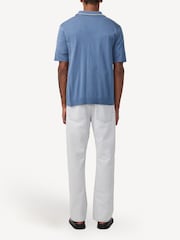 NN.07 Blue Nolan Button Through Knit Polo Shirt - Image 2 of 5
