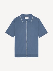 NN.07 Blue Nolan Button Through Knit Polo Shirt - Image 4 of 5