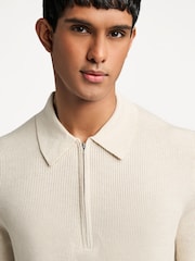 NN.07 Natural Hanzie Zip Knit Polo Shirt - Image 5 of 8