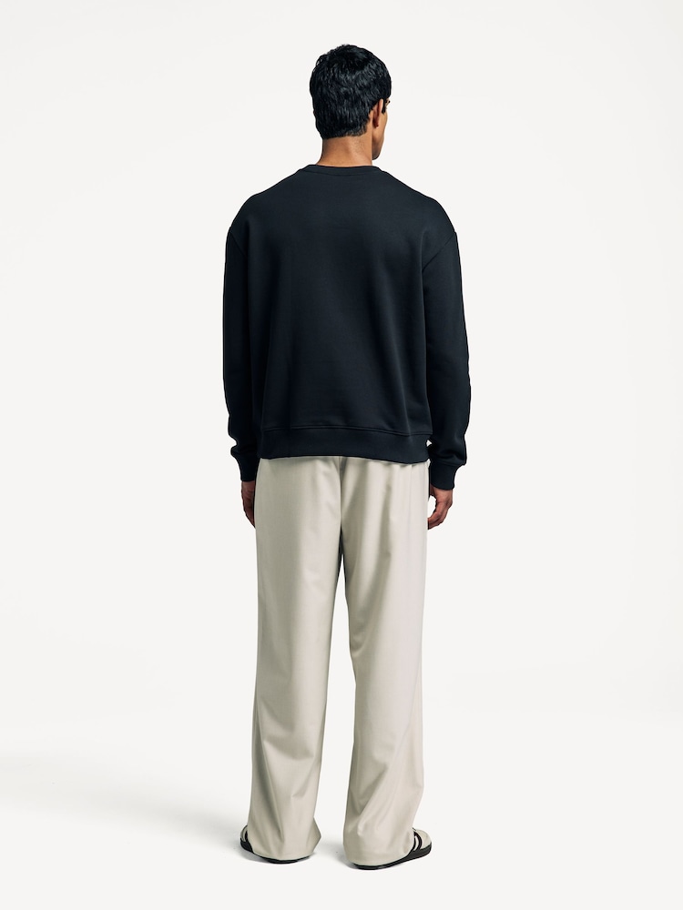 NN.07 Black Black David Logo Crewneck Sweatshirt - Image 2 of 6